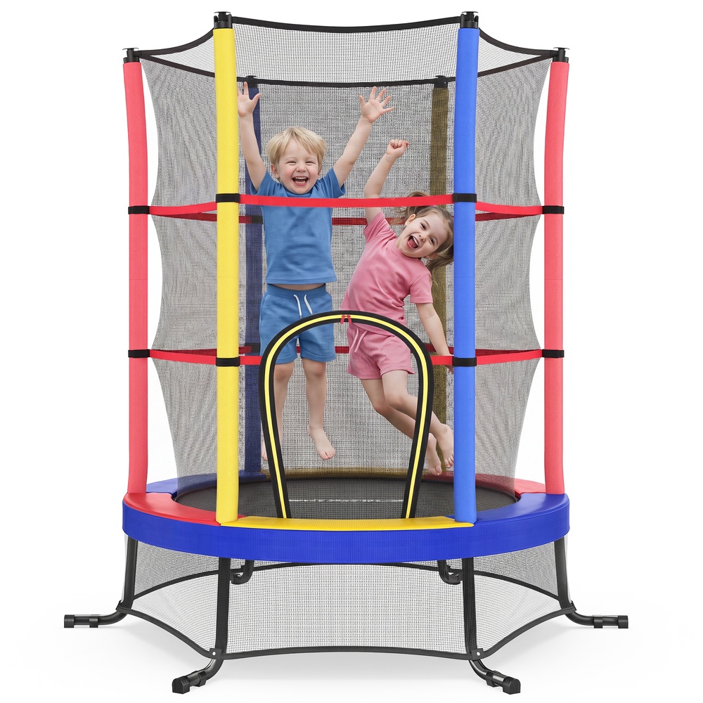 Trampolin Kinder, 174 cm Kindertrampolin mit Sicherheitsnetz, Randabdeckung