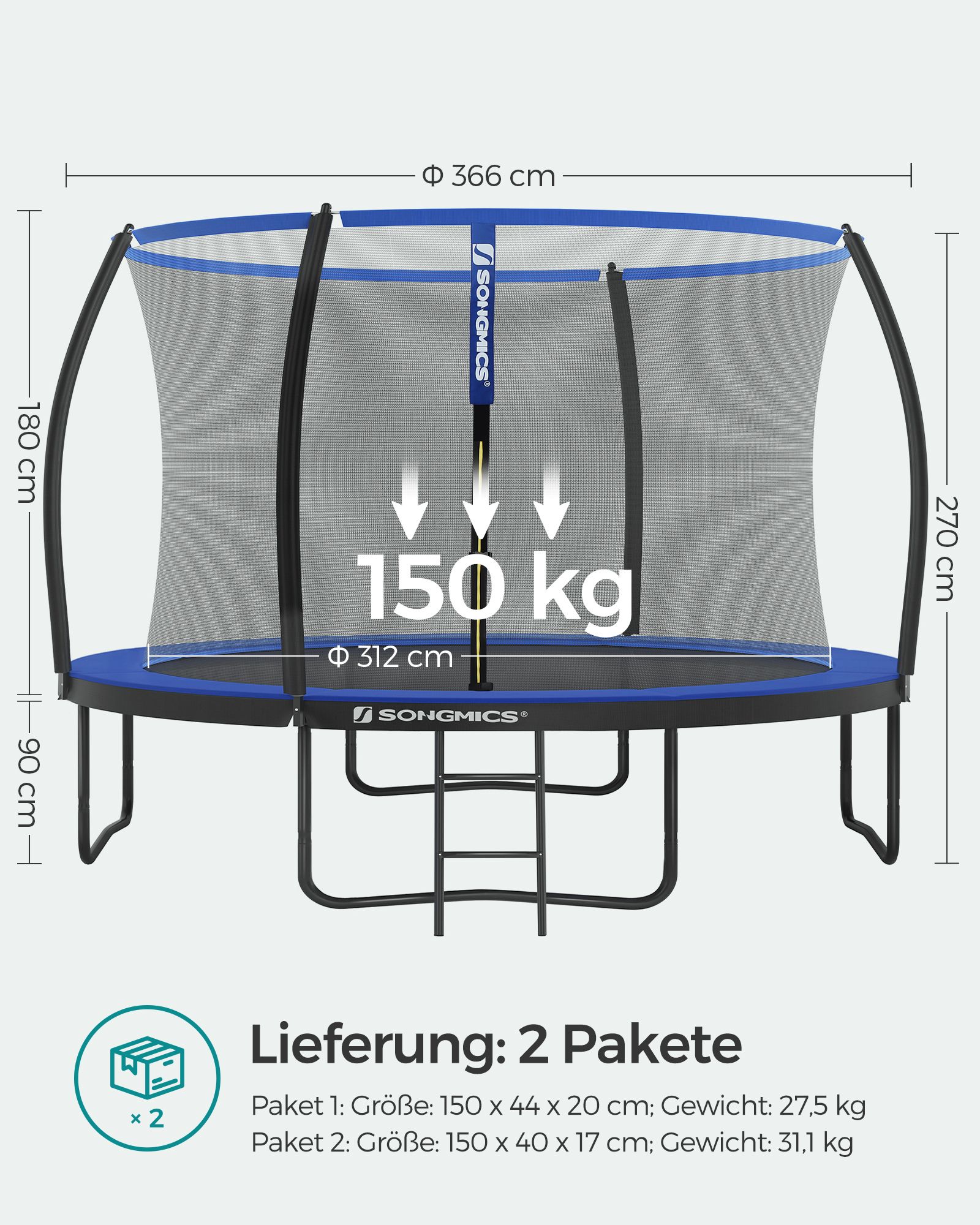 Sodo batutas su tinklu Ø 366 cm