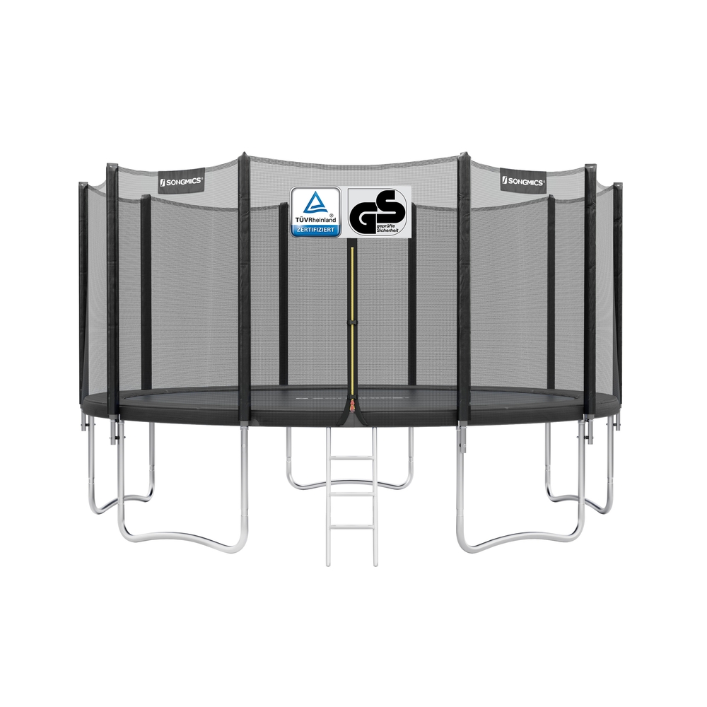 Trampolin 427 cm mit Sicherheitsnetz gerade Stangen schwarz