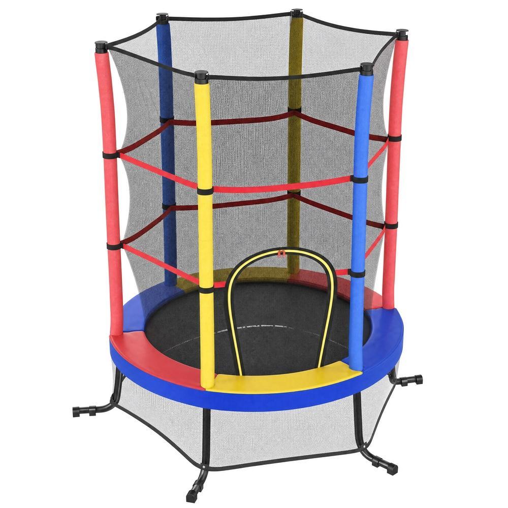 Trampolin Kinder, 174 cm Kindertrampolin mit Sicherheitsnetz, Randabdeckung