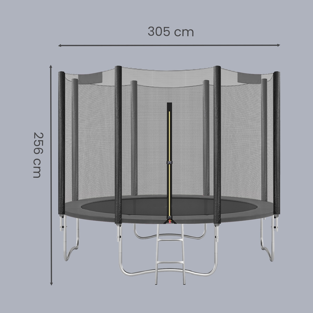 Trampolin 305 cm, Gartentrampolin für Kinder mit Sicherheitsnetz, Randabdeckung