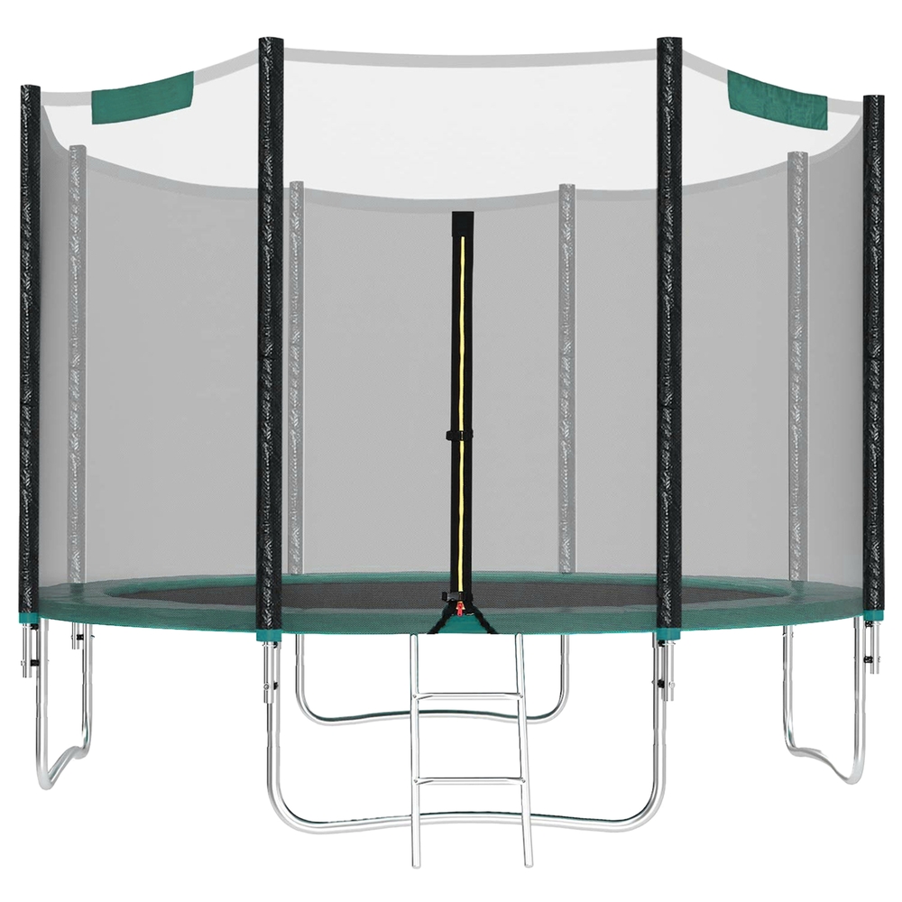 Trampolin ø 305 cm tüv Rheinland GS-Zertifikat rundes Gartentrampolin mit Sicherheitsnetz mit Leiter und gepolsterten Stangen