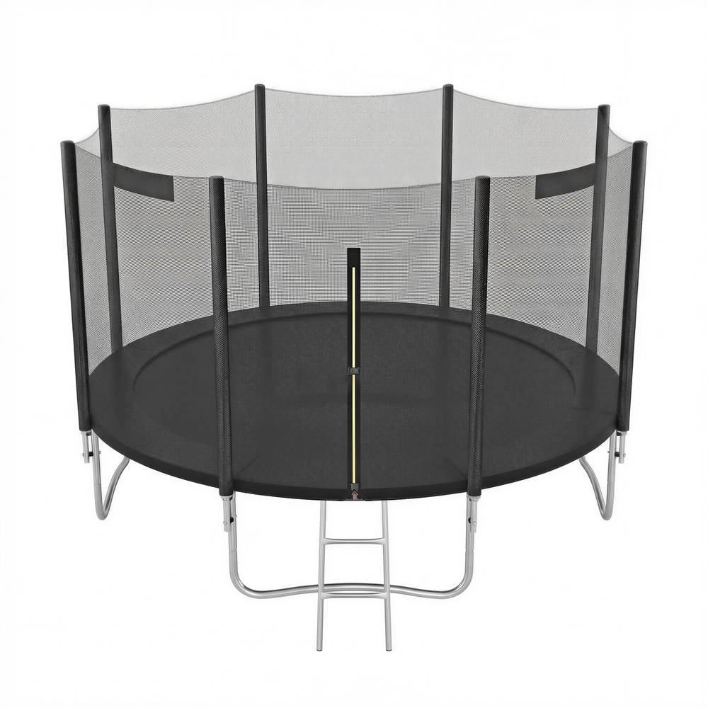 Trampolin 366 cm mit Sicherheitsnetz gepolsterten Stangen schwarz