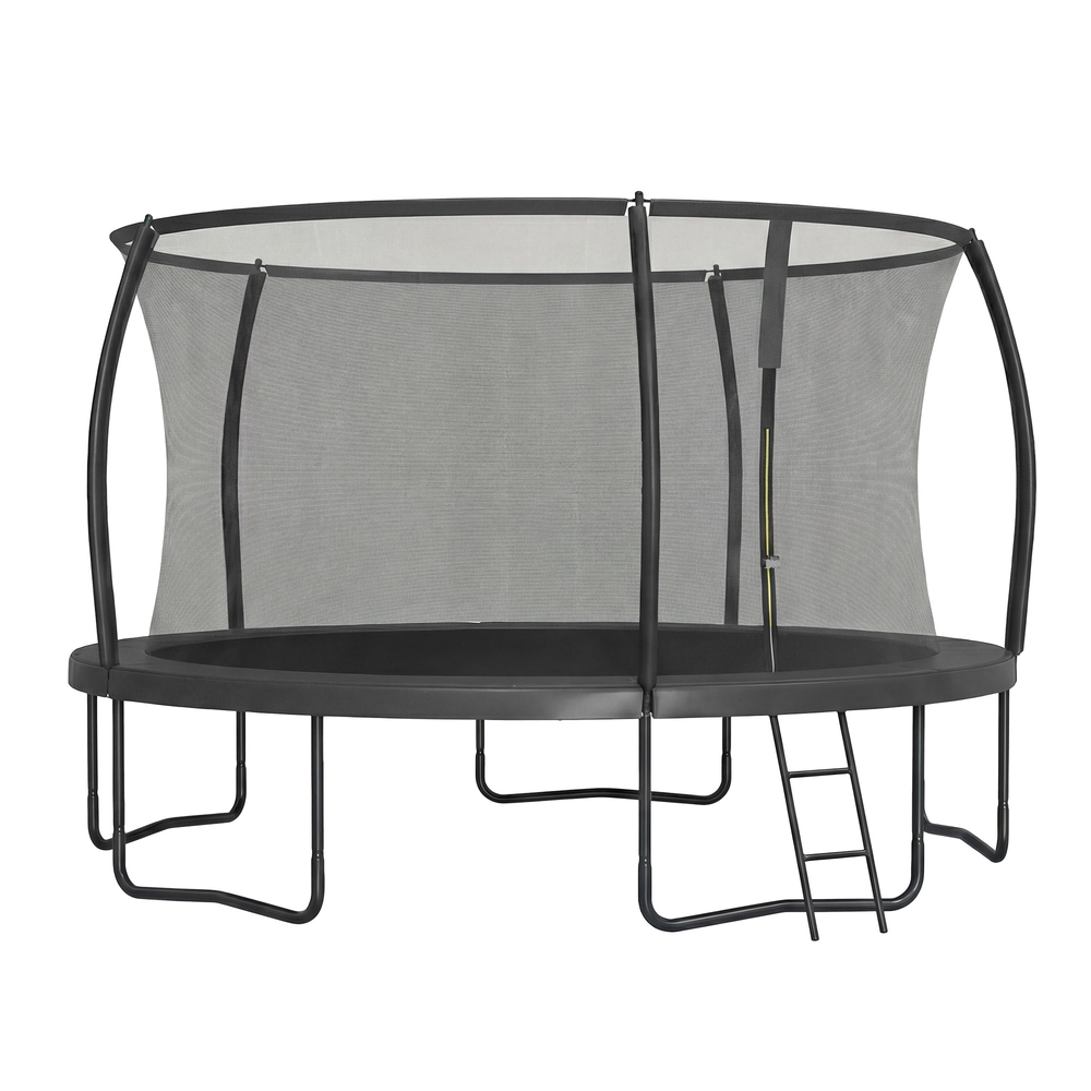 Trampolin 427 cm d, Gartentrampolin mit Sicherheitsnetz, 180 cm hohe Stangen