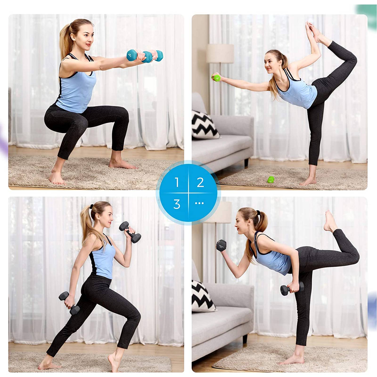 Hantelių rinkinys su stovu