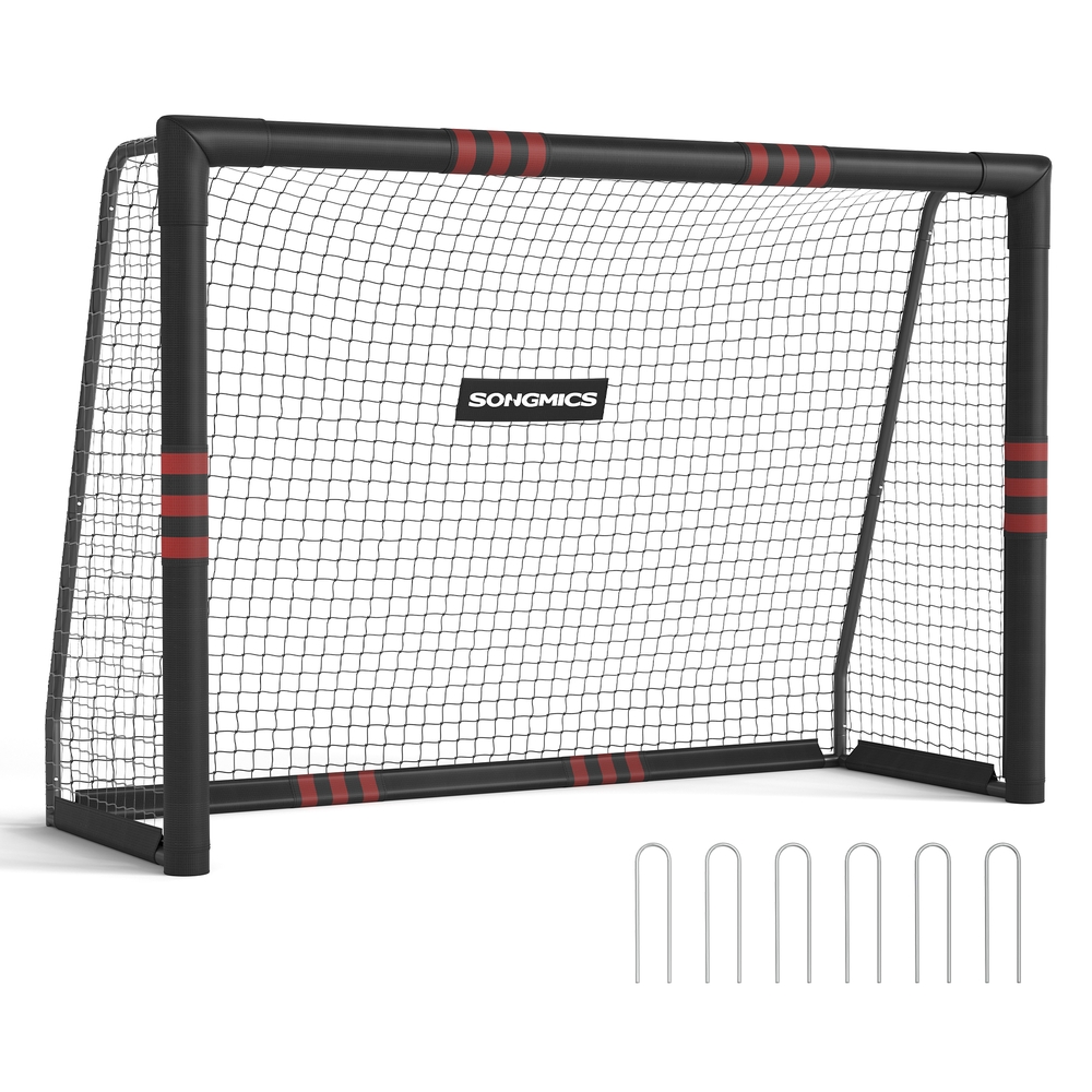Fußballtor Stahlrohr PE-Netz Outdoor 85 × 240 × 160 cm schwarz