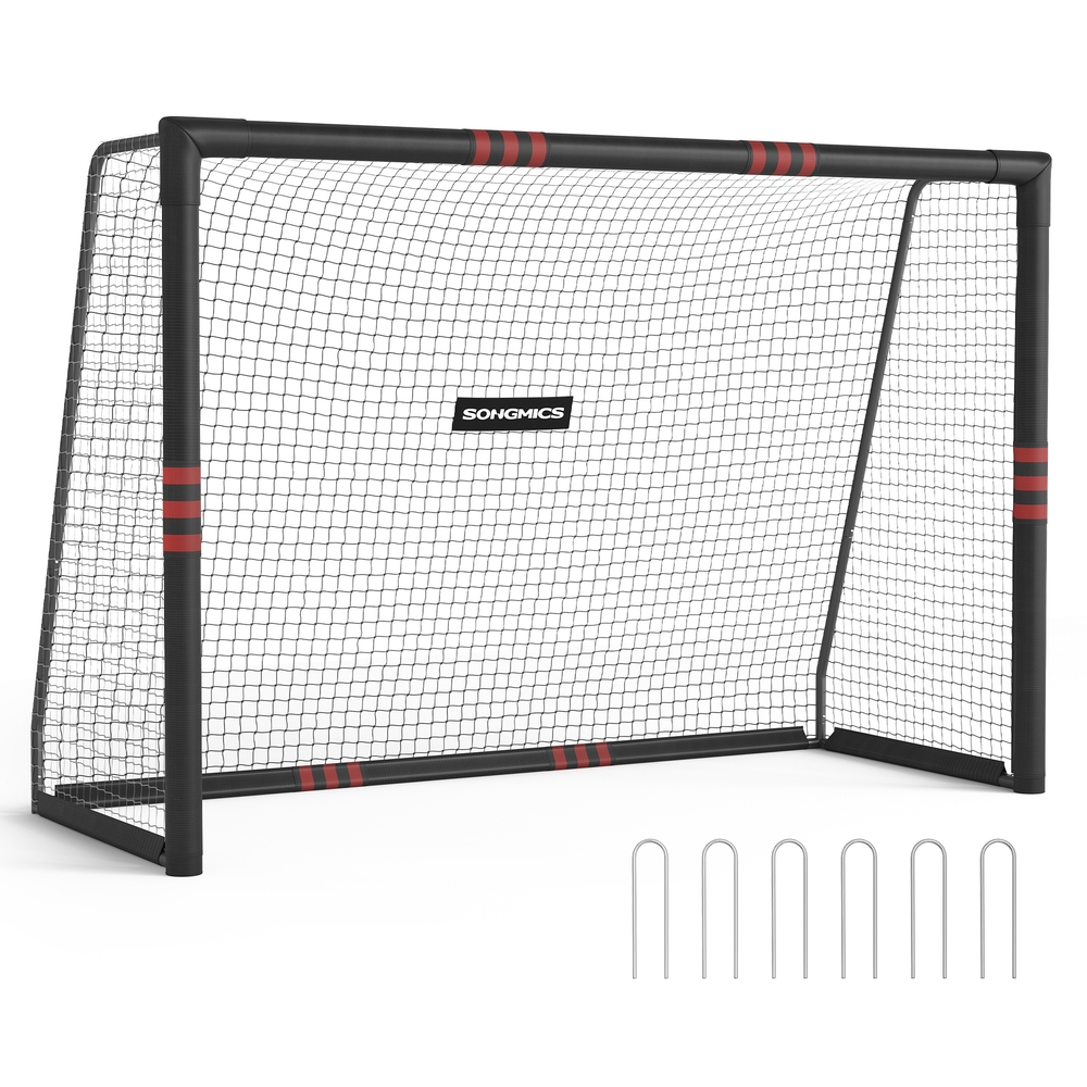 Fußballtor Stahlrohr PE-Netz Outdoor 120 × 300 × 200 cm schwarz