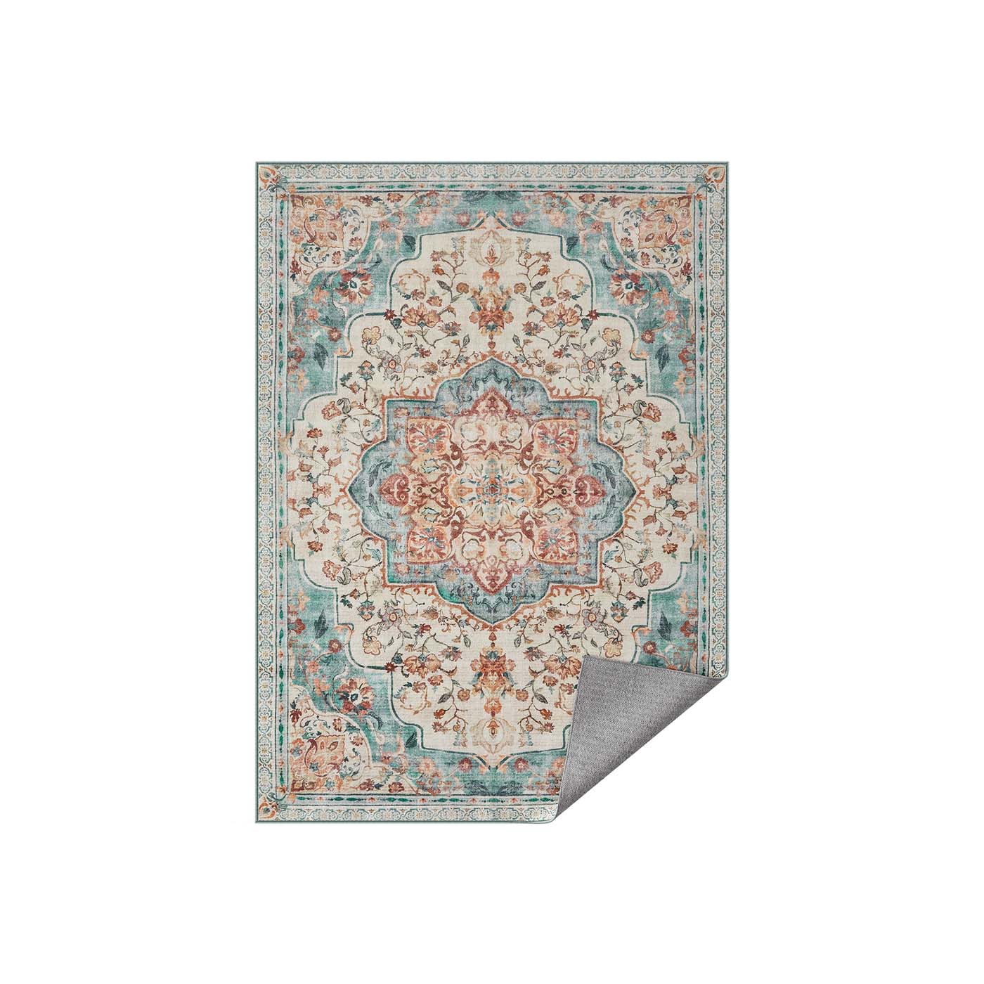 VintageTeppich 160 x 230 cm flauschig aquamarinblau
