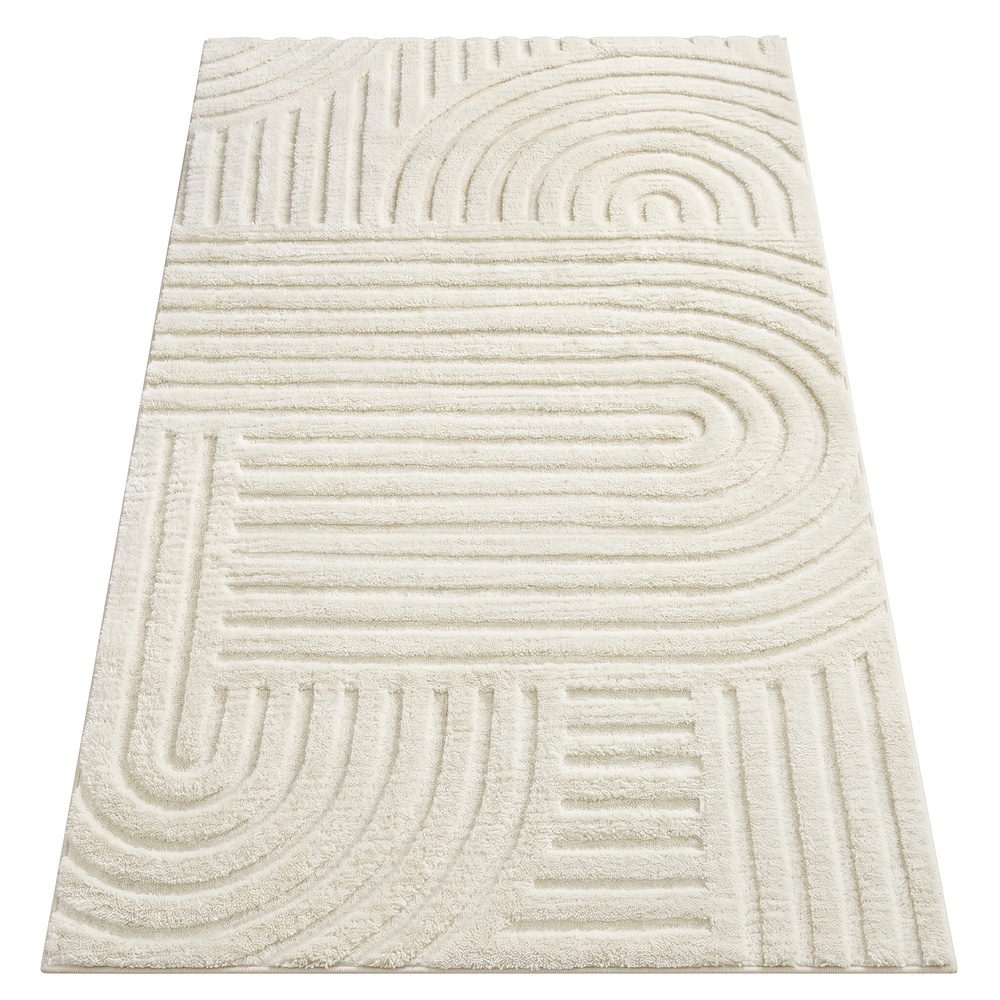 Teppich 3D Cremeweiß 150x80 cm maschinenwaschbar rutschfest