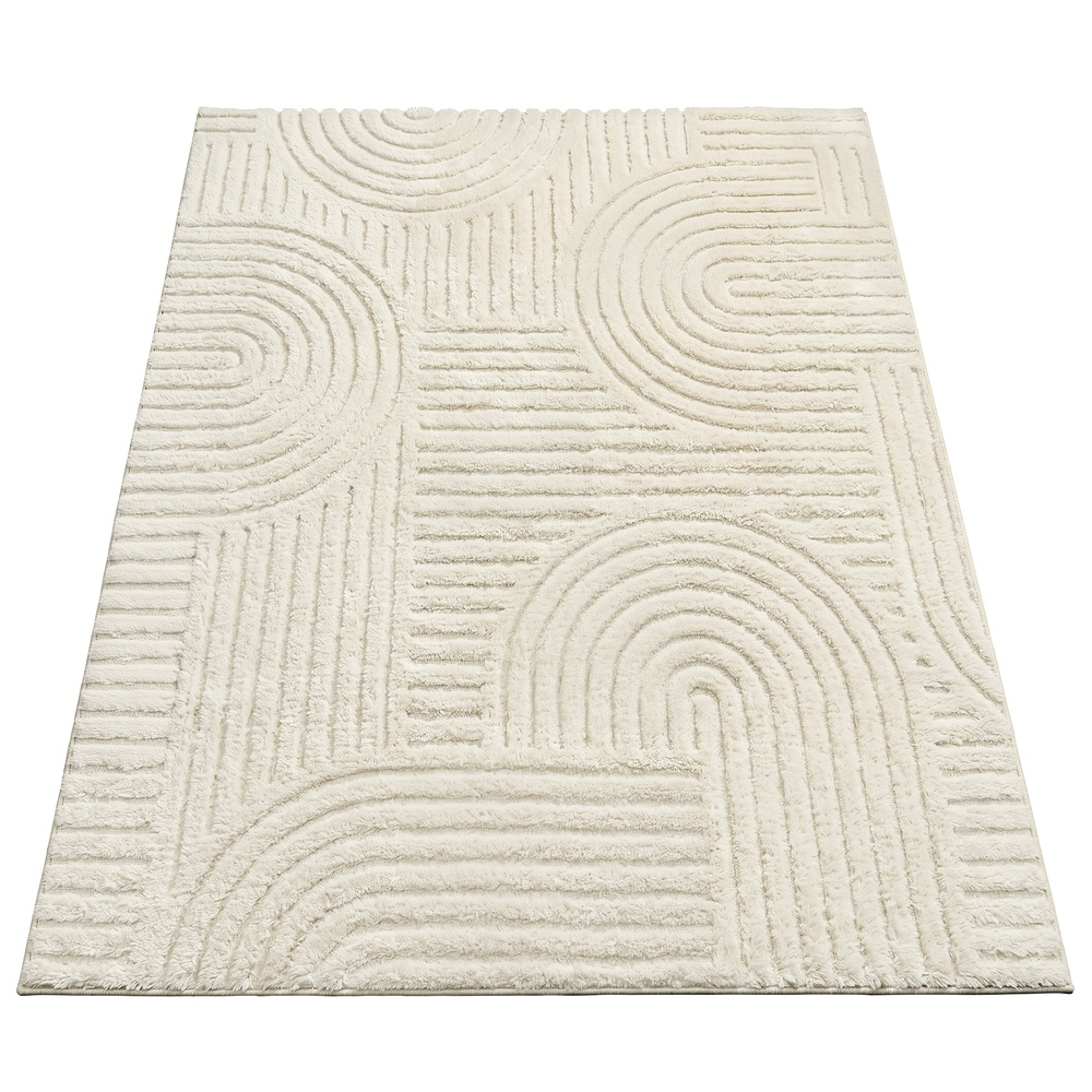 Teppich 3D Cremeweiß 170x120 cm maschinenwaschbar rutschfest