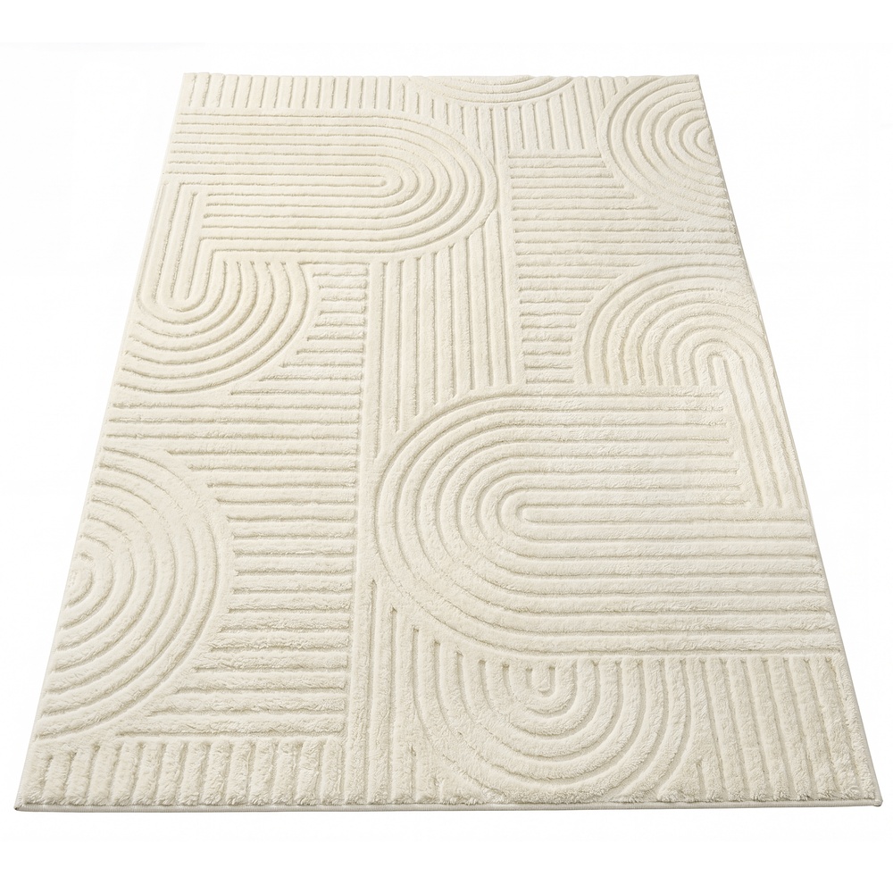 Teppich 3D Cremeweiß 230x160 cm maschinenwaschbar rutschfest