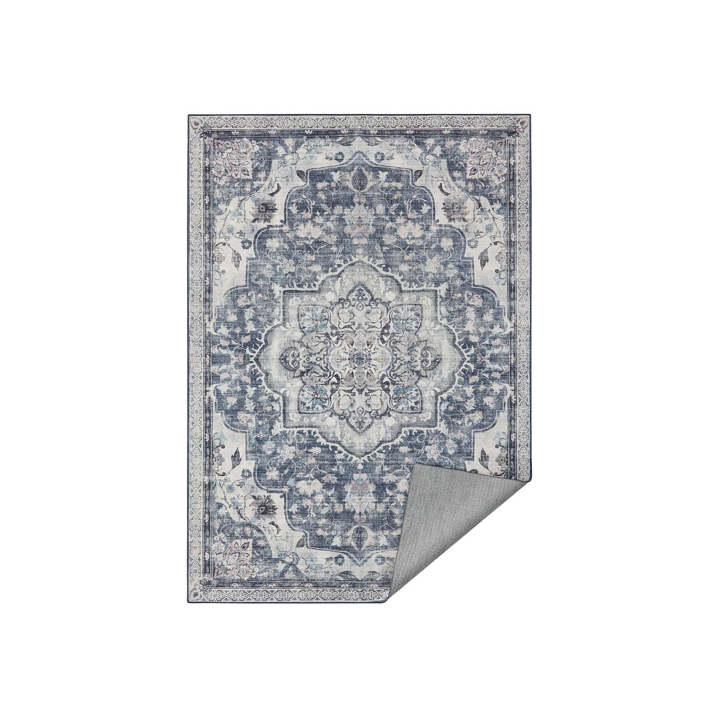 Vintage Teppich 200 x 290 cm rutschfest taubengrau